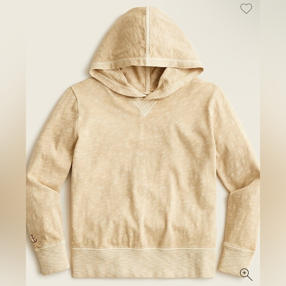 J. Crew Kids Garment-Dyed Hooded T-shirt for boys Tan Hoodie